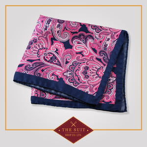 French Rose Patterned Silk Pocket Square