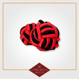 Red and Black Silk Knot Cuff Links