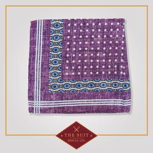 Purple Mountain Patterned Silk Pocket Square