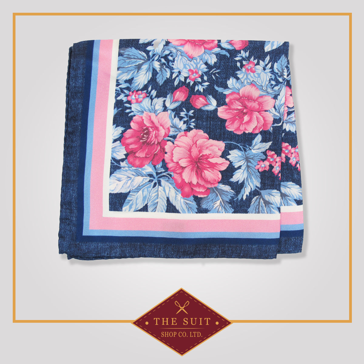 Hibiscus Patterned Silk Pocket Square