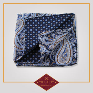 Biscay Paisley Patterned Silk Pocket Square