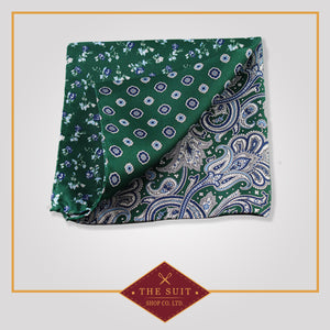 Te Papa Green Patterned Silk Pocket Square