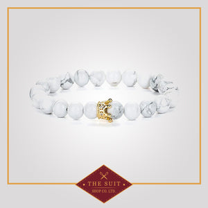 White Howlite Crown Beads Bracelet