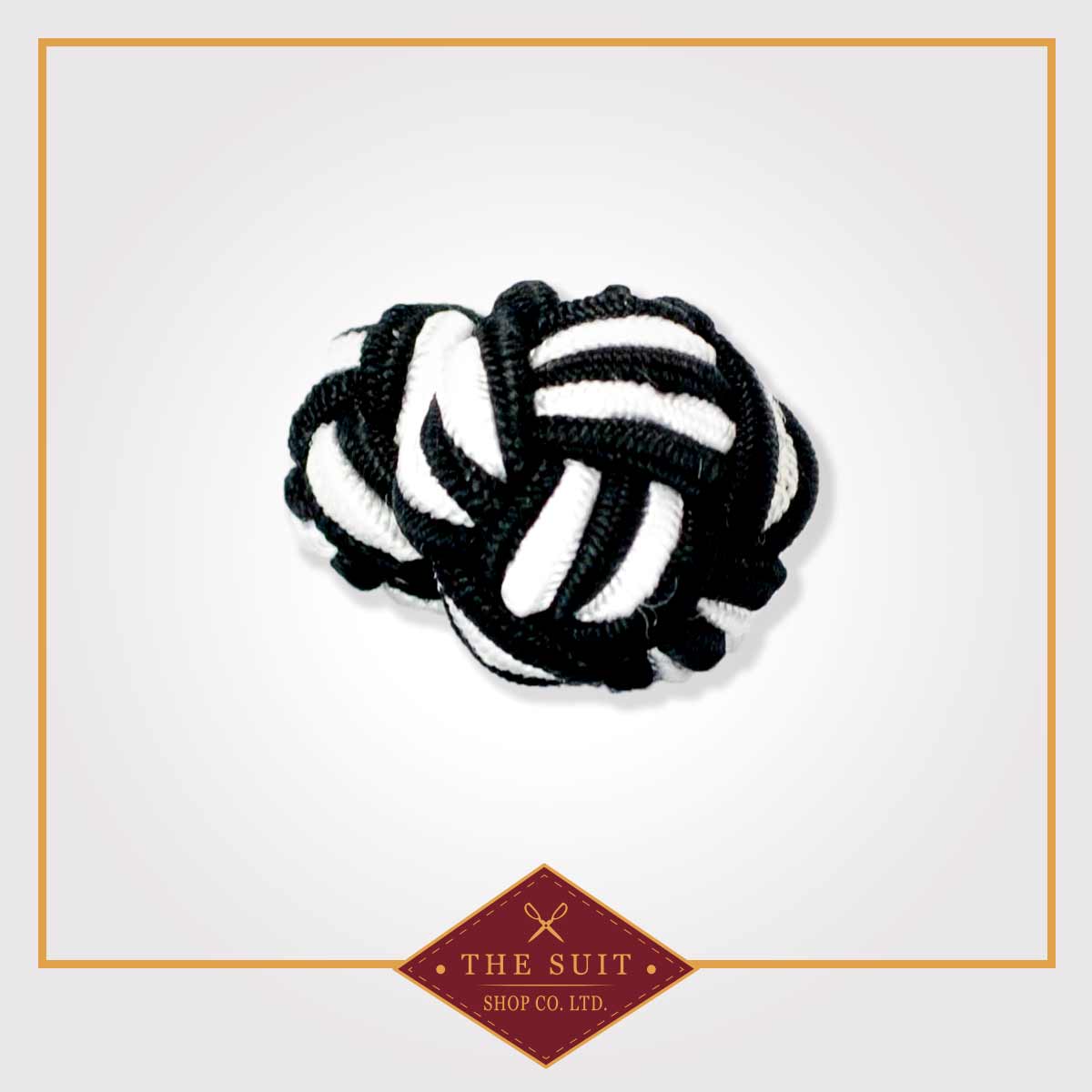 Black and White Silk Black Cuff Links