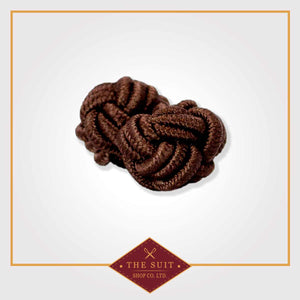 Brown Earth Silk Knot Cuff Links