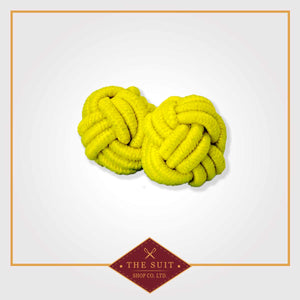 Yellow Silk Knot Cuff Links