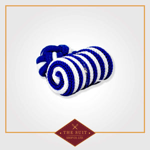 Blue and White Silk Knot Cuff Links