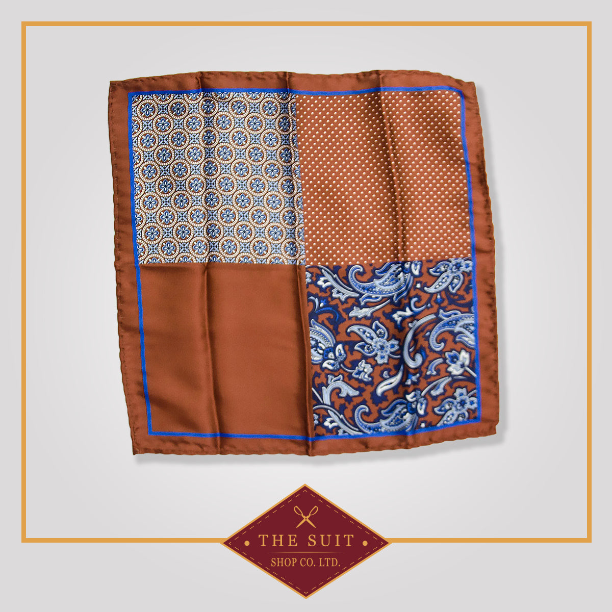 Sepia Skin and Biscay Patterned Pocket Square