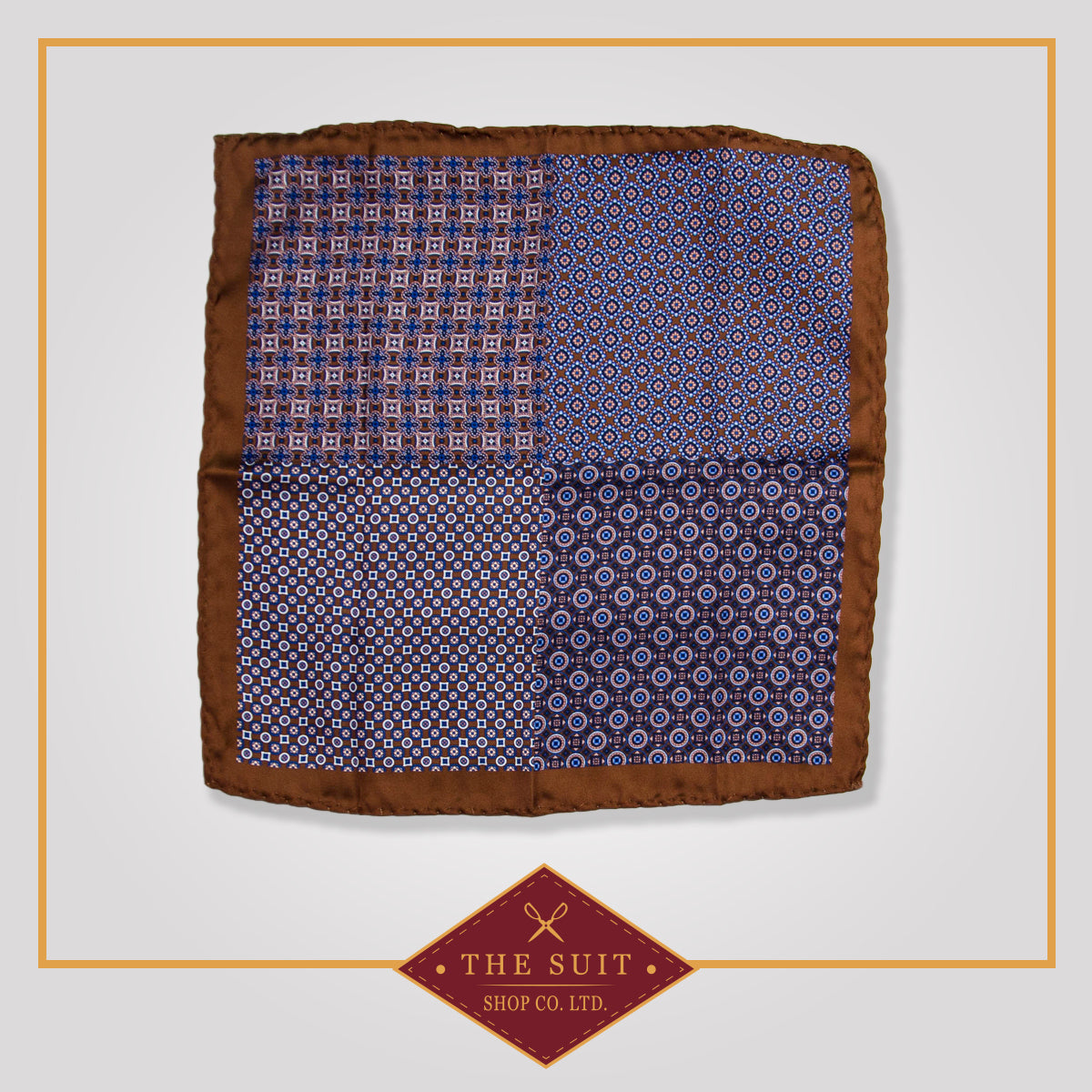 Sepia and Matterhorn Patterned Pocket Square