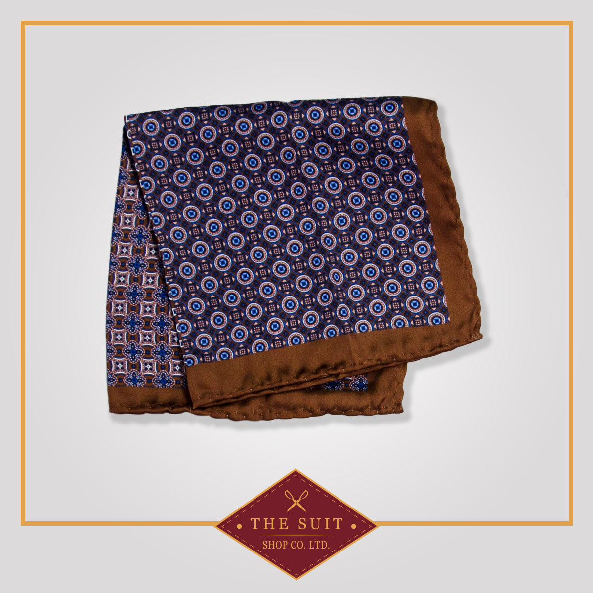 Sepia and Matterhorn Patterned Pocket Square