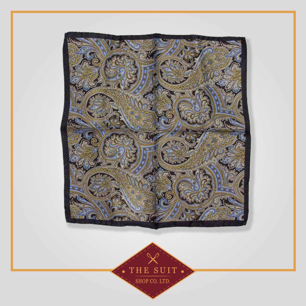 Alpine and Mirage Paisley Patterned Pocket Square