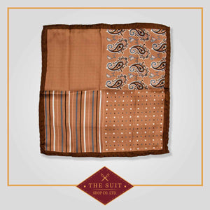 Coffee Bean and Leather Patterned Pocket Square