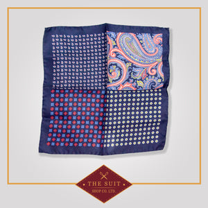 Deep Cove and Apple Blossom Patterned Pocket Square