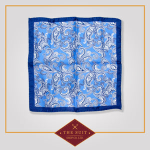 Sapphire and Havelock Blue Patterned Pocket Square