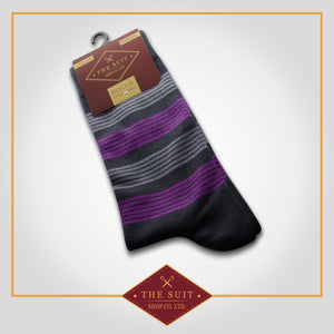 Purple and Grey Stripe Socks