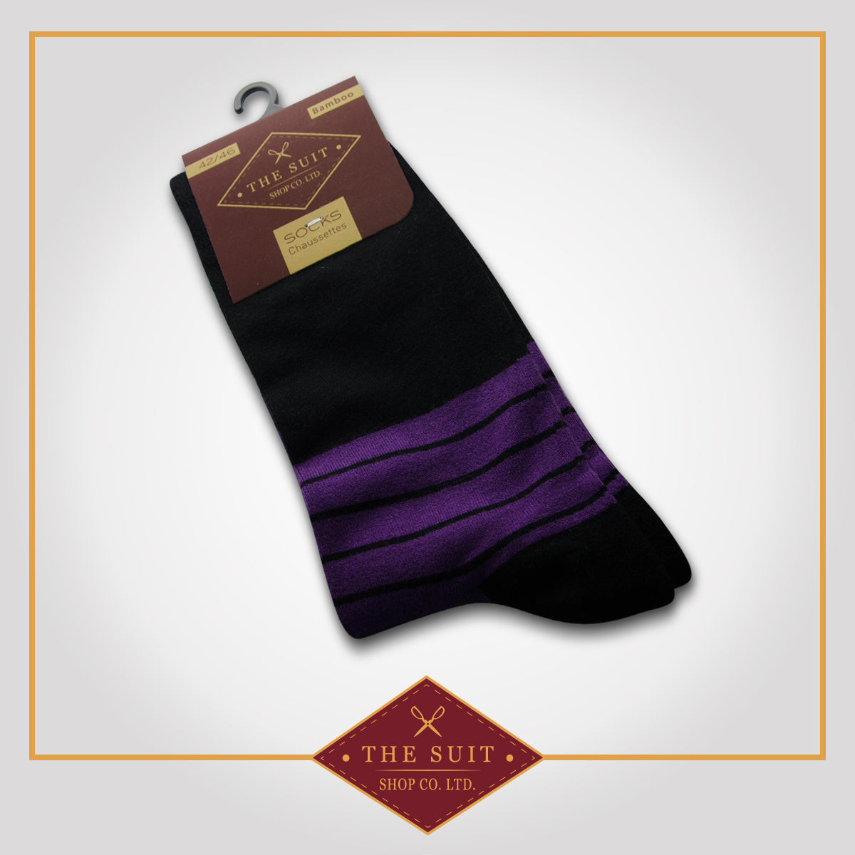 Black with Purple Stripe Socks