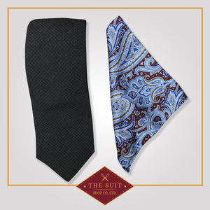 Tuatara Tie and Danube Patterned Pocket Square