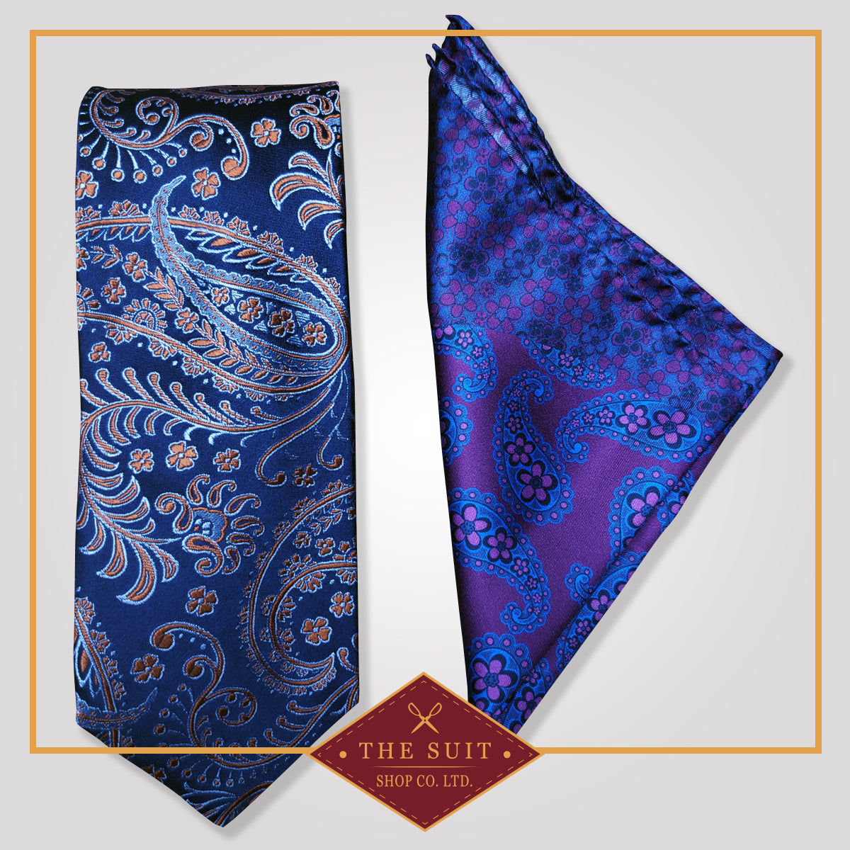 Downriver Patterned Tie and Bay of Many Pocket Square