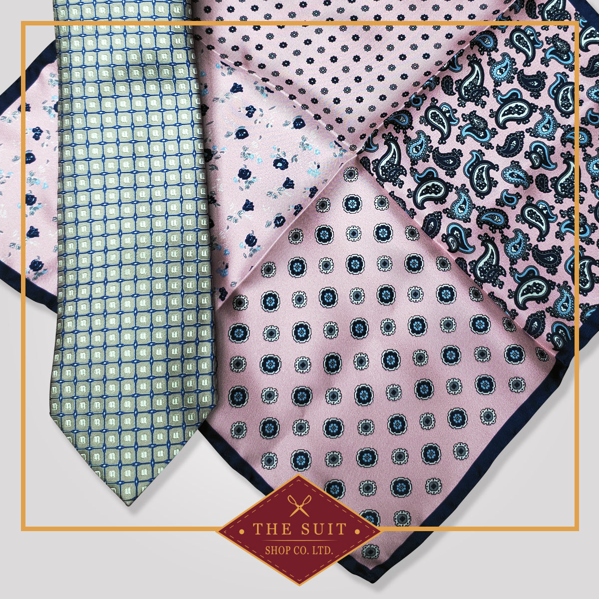 Botticelli Tie and Lola Patterned Pocket Square