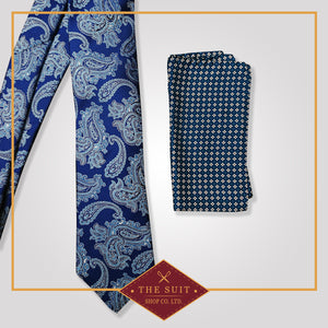 Lucky Point Patterned Tie and Downriver Pocket Square