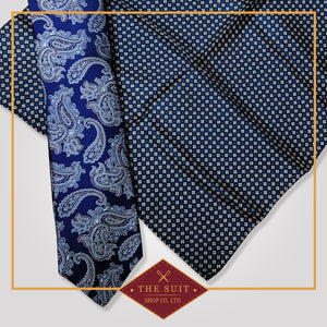 Lucky Point Patterned Tie and Downriver Pocket Square