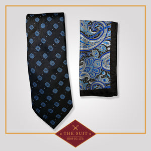 Baltic Sea Tie and East Bay Patterned Pocket Square