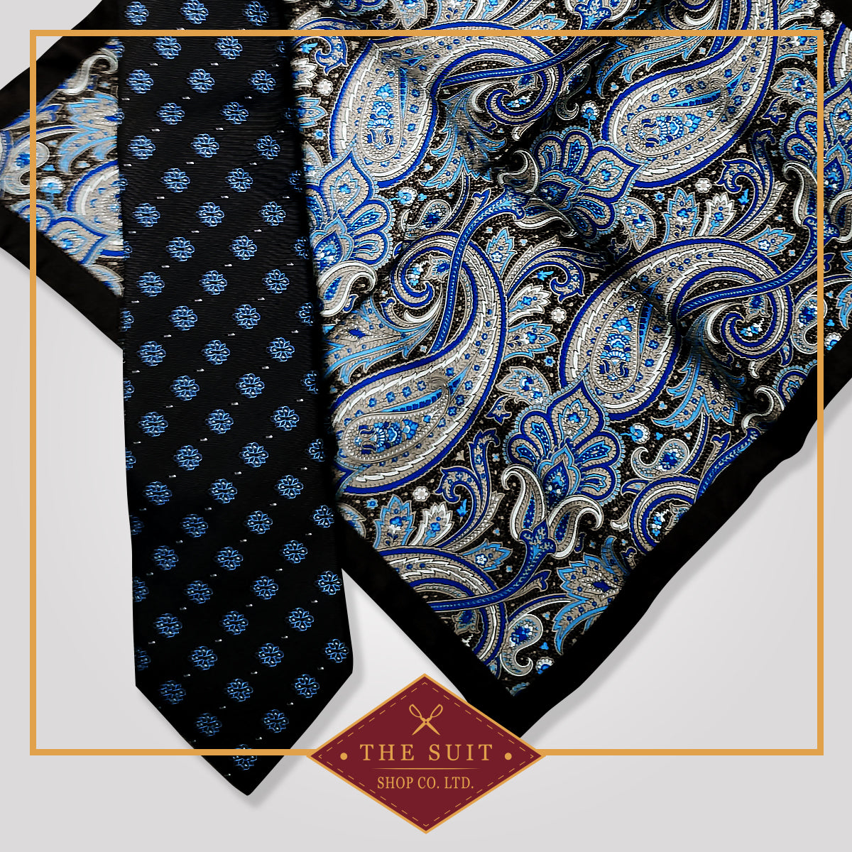 Baltic Sea Tie and East Bay Patterned Pocket Square