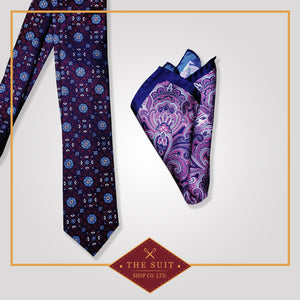 Valentino Tie and Arapawa Patterned Pocket Square