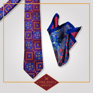 Spicy Mix Tie and Night Shadz Pattern Pocket Square